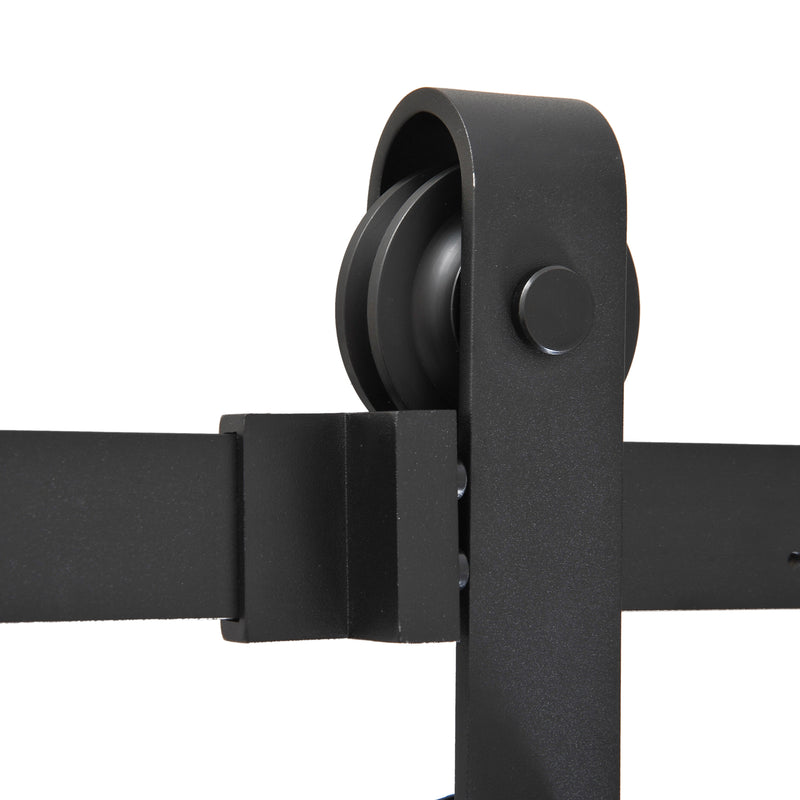 Binario per Porte Scorrevoli con Kit di Accessori Nero 200x4x0.6 cm 