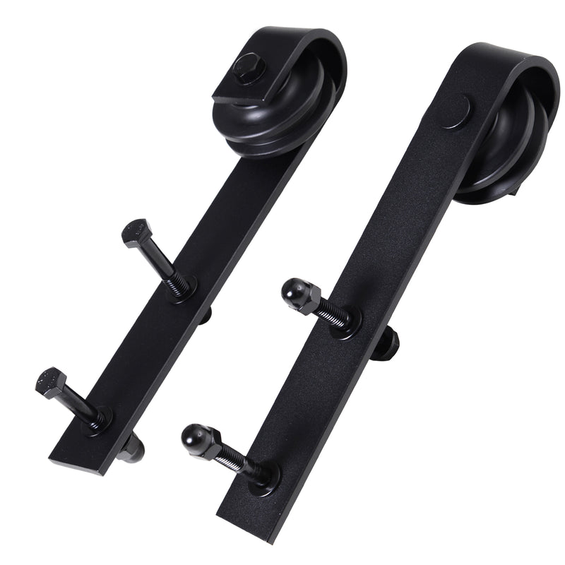 Binario per Porte Scorrevoli con Kit di Accessori Nero 200x4x0.6 cm 