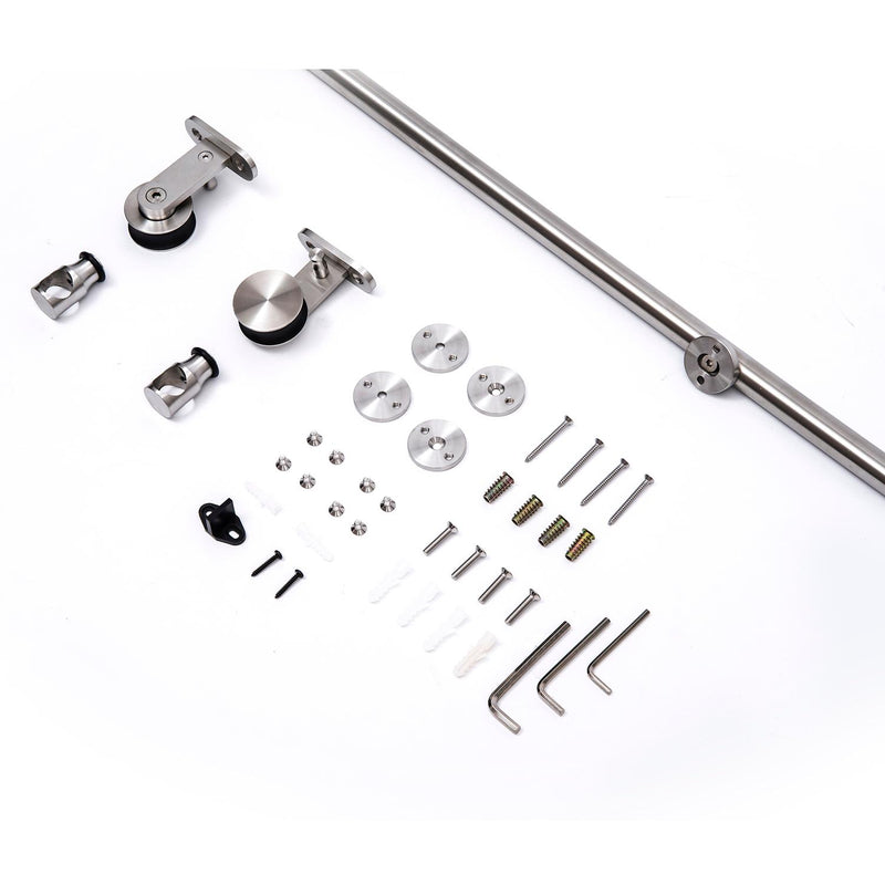 Binario per Porta Scorrevole con Kit di Accessori in Acciaio Inox 200 cm 