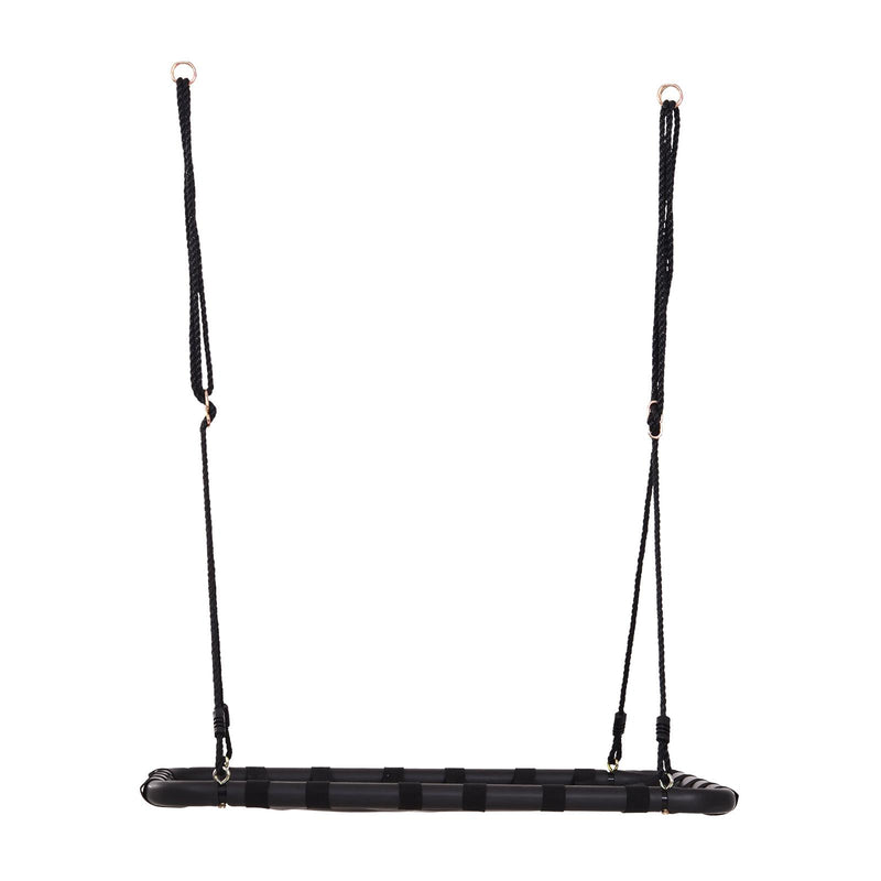 Altalena a Nido da Giardino Rettangolare con Anelli per Bambini Nero 100x76x4 cm 