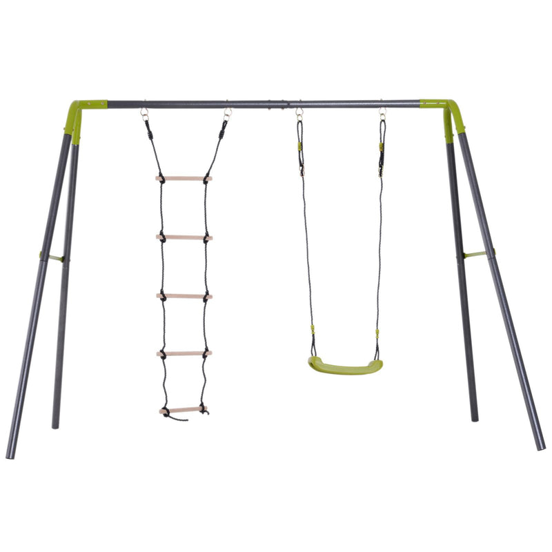 Parco Giochi Altalena e Scala per Bambini da Giardino in Metallo 