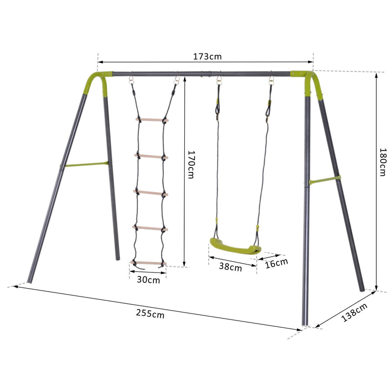Parco Giochi Altalena e Scala per Bambini da Giardino in Metallo 