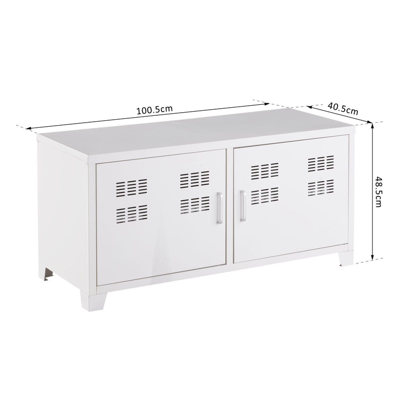 Armadietto in Acciaio con 2 Ante Bianco 100x40x48,5 cm 