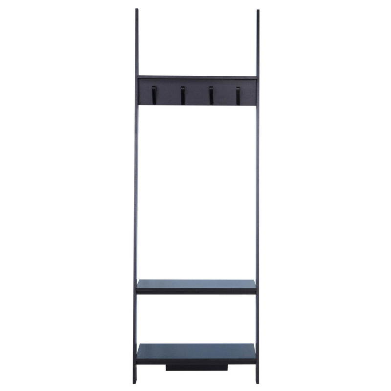 Appendiabiti da Ingresso a 3 Ripiani 4 Ganci in Legno Nero 67x38.5x196 cm 