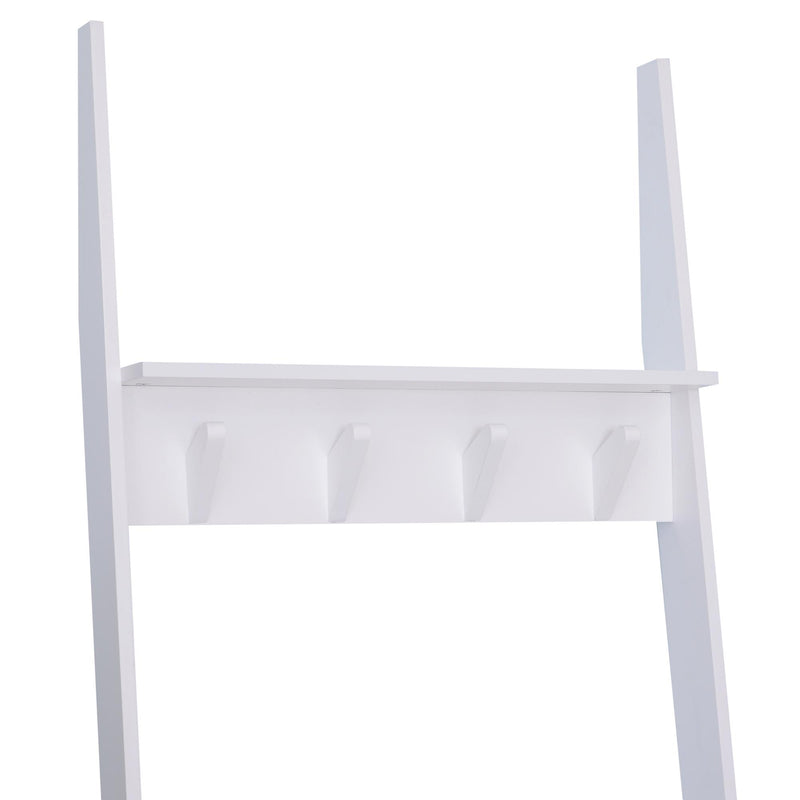 Appendiabiti da Ingresso a 3 Ripiani 4 Ganci in Legno Bianco 67x38.5x196 cm 