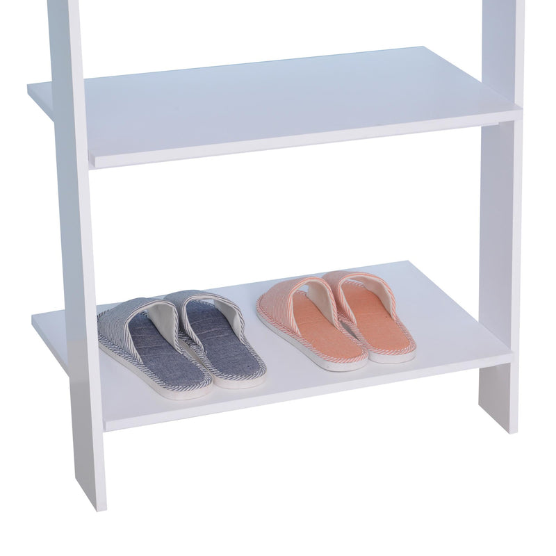 Appendiabiti da Ingresso a 3 Ripiani 4 Ganci in Legno Bianco 67x38.5x196 cm 