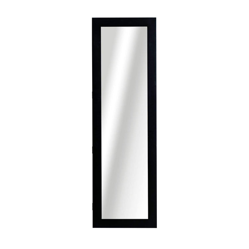 Armadio Portagioielli da Parete con Specchio in Legno MDF Nero 37x9.5x121 cm 