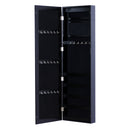 Armadio Portagioielli da Parete con Specchio in Legno MDF Nero 37x9.5x121 cm 
