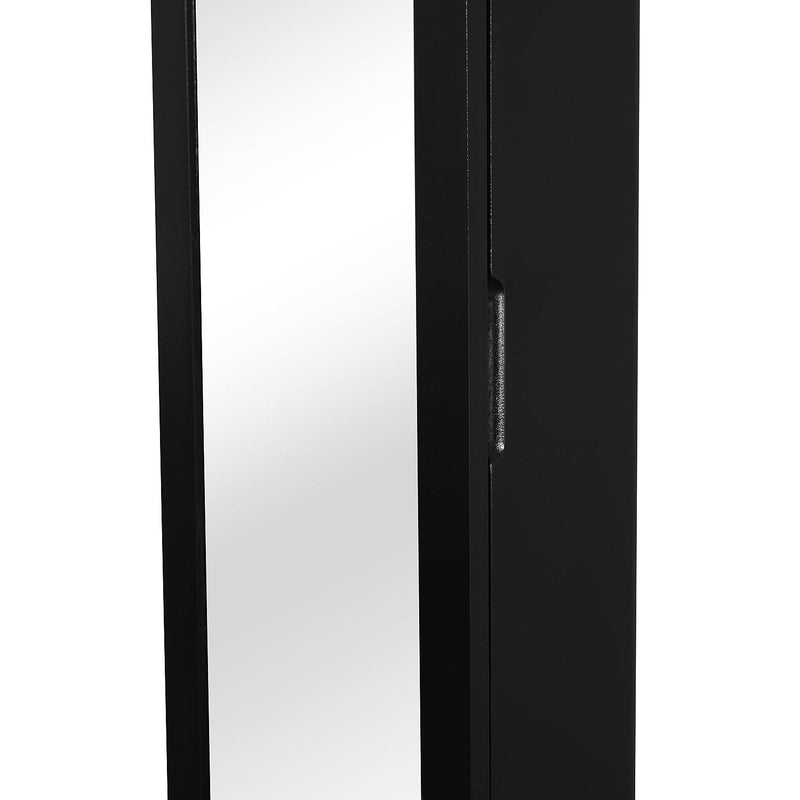 Armadio Portagioielli da Parete con Specchio in Legno MDF Nero 37x9.5x121 cm 