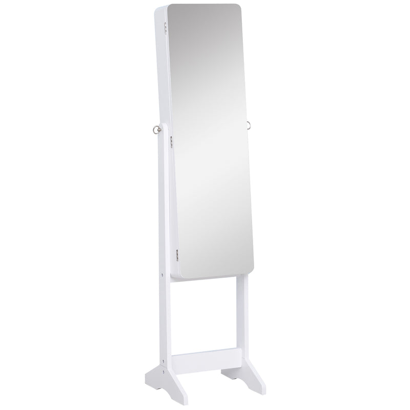 Armadio Portagioie e Trucchi con Specchio e Illuminazione LED Automatica Bianco 30x146x36 cm 