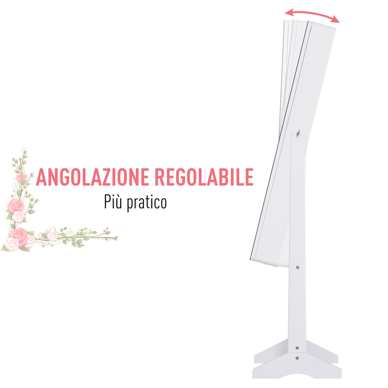Armadio Portagioie e Trucchi con Specchio e Illuminazione LED Automatica Bianco 30x146x36 cm 