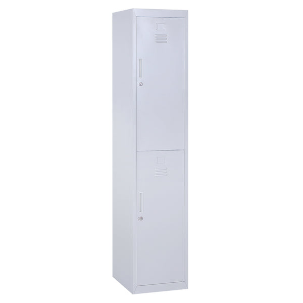 sconto Garderobenschrank Stahl 4 Einlegeböden 2 Türen mit Sicherheitsschloss Grau 38x46x180 cm