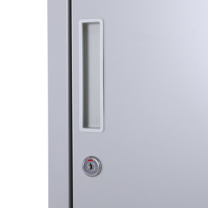 Armadietto Guardaroba in Acciaio 4 Ripiani 2 Porte con Chiusura di Sicurezza Grigio 38x46x180 cm 