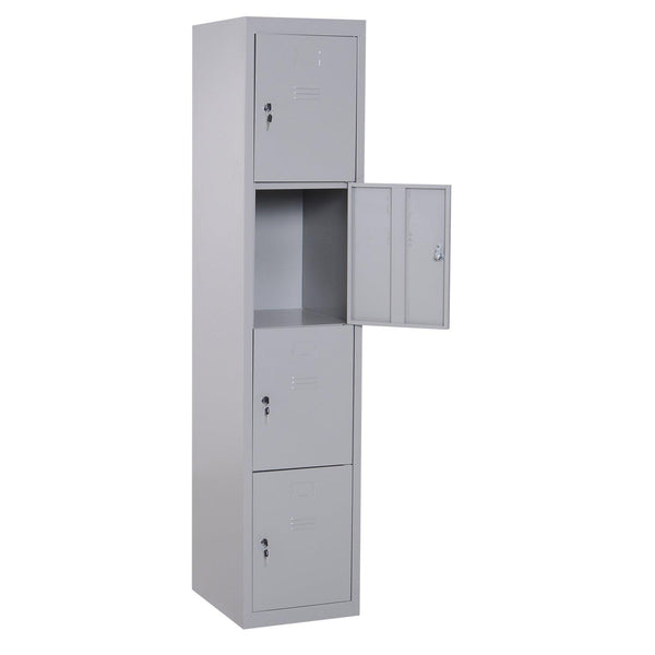 online Dokumentenschrank 4 Regale mit Sicherheitsschloss aus grauem Stahl 38x46x180 cm