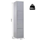 Armadietto Portadocumenti 4 Ripiani con Chiusura di Sicurezza in Acciaio Grigio 38x46x180 cm 