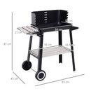 Barbecue a Carbone Carbonella Picnic Altezza Regolabile Nero 87x45x83 cm 