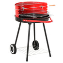 Barbecue a Carbone Carbonella con Ruote Nero e Rosso 67x51x82 cm 