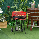 Barbecue a Carbone Carbonella con Ruote Nero e Rosso 67x51x82 cm 