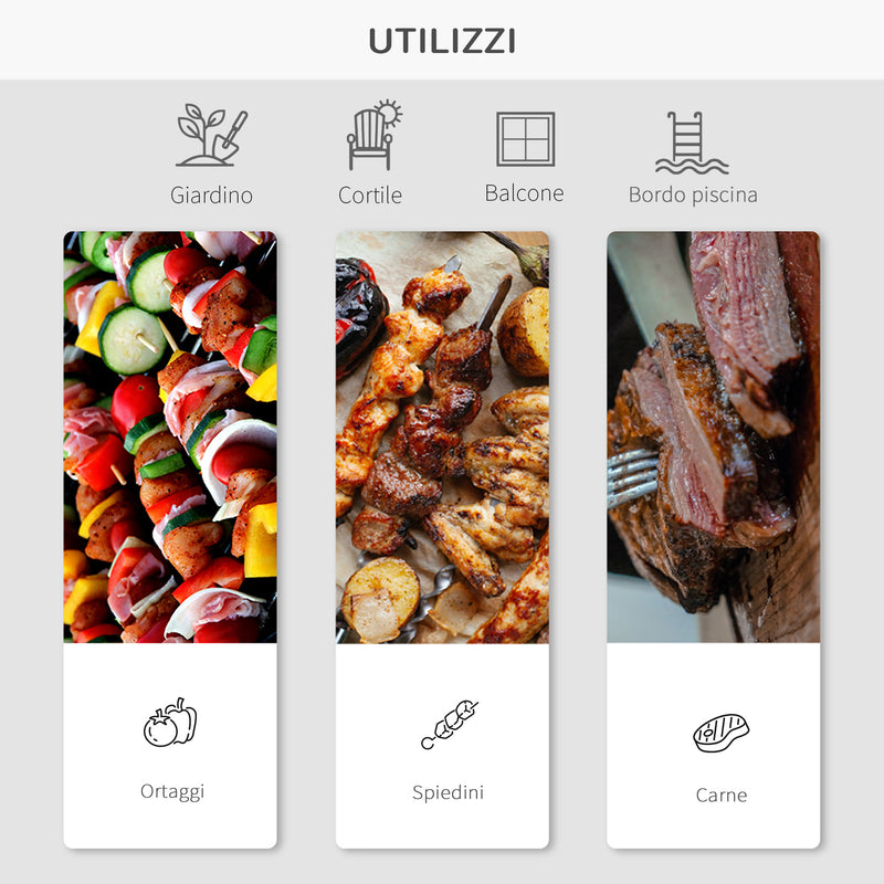 Barbecue a Carbone Carbonella BBQ Grill con Piano d'Appoggio in Acciaio Inox 