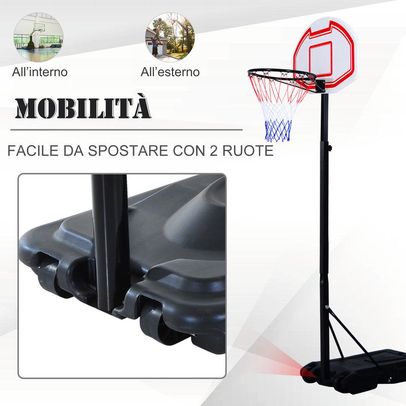 Canestro da Basket da Esterno con Supporto e Altezza Regolabile in Acciaio 