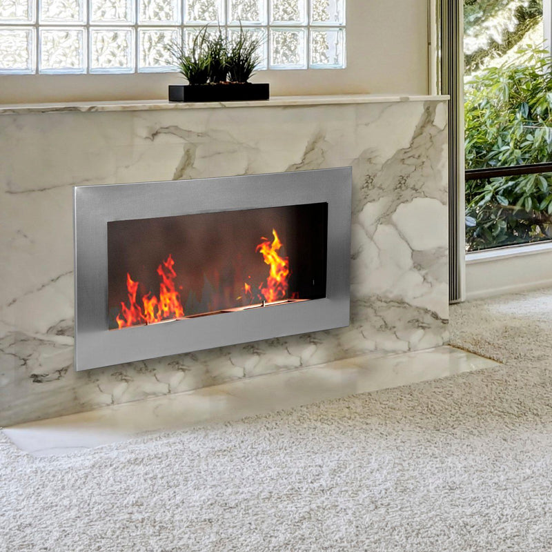 Camino a Bioetanolo da Parete 110x54 cm Inox 