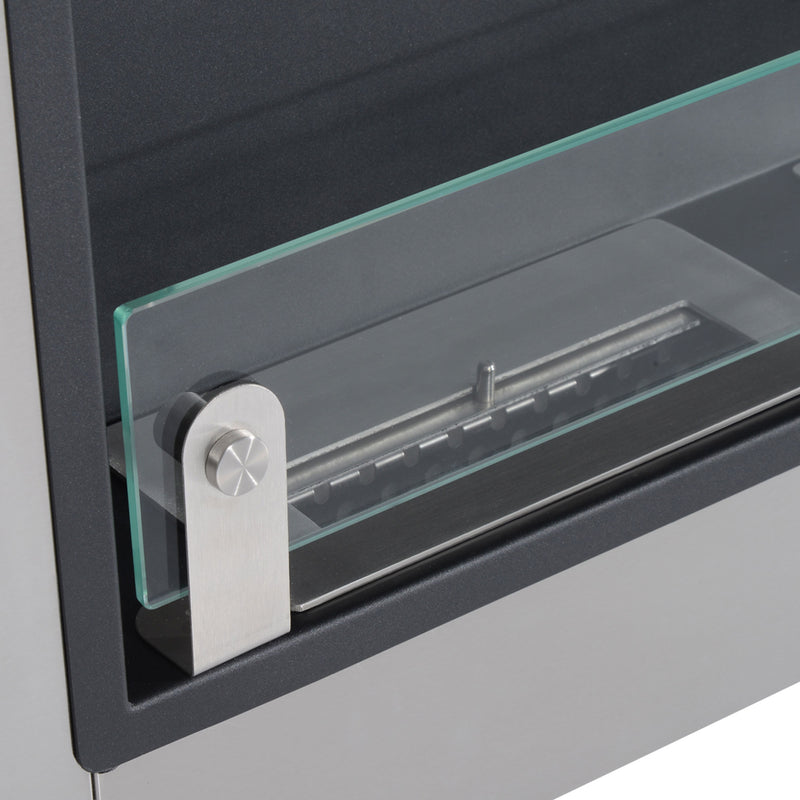 Camino a Bioetanolo da Parete 136x54 cm Inox e Nero 