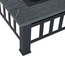 Braciere da Giardino 81x81x46 cm con Coperchio e Copertura Antipioggia 