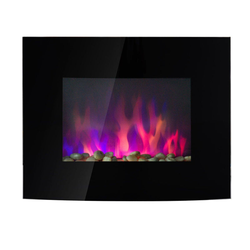 Camino Elettrico da Parete Effetto Fiamma 900W/1800W Nero 