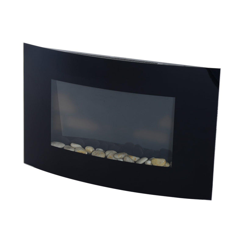 Camino Elettrico da Parete Effetto Fiamma 900W/1800W Nero 