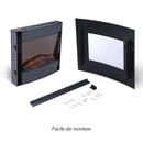 Camino Elettrico da Parete Effetto Fiamma 900W/1800W Nero 