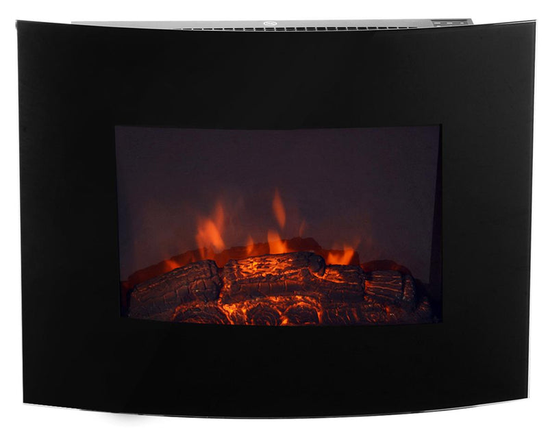 Camino Elettrico da Parete Effetto Fiamma 900W/1800W Nero 