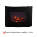 Camino Elettrico da Parete Effetto Fiamma 900W/1800W Nero 