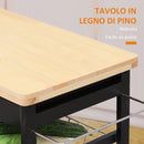 Carrello da Cucina con Cassetti e Portabottiglie Legno e Nero