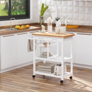 Carrello da Cucina in Legno con 2 Ripiani e Cassetti Bianco 84,5x37,2x85 cm