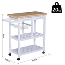 Carrello da Cucina in Legno con 2 Ripiani e Cassetti Bianco 84,5x37,2x85 cm