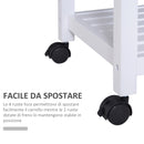 Carrello da Cucina in Legno con 2 Ripiani e Cassetti Bianco 84,5x37,2x85 cm