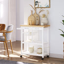 Carrello da Cucina in Legno con 2 Ripiani e Cassetti Bianco 84,5x37,2x85 cm