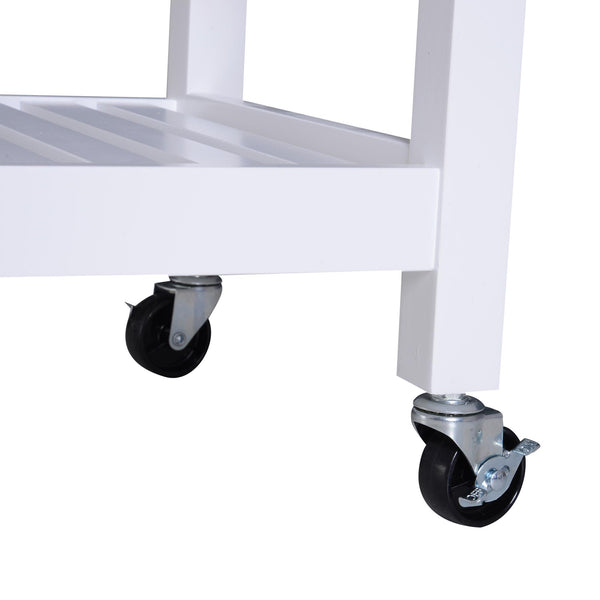 Platzsparender Küchenwagen mit 2 Einlegeböden mit Schublade aus weißem Holz 64 x 39 x 84,5 cm prezzo