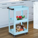 Carrello in Acciaio 3 Ripiani Azzuro 43.5x28x78 cm 