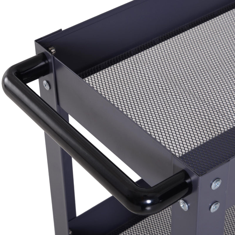 Carrello in Acciaio 3 Ripiani Nero 43.5x28x78 cm 