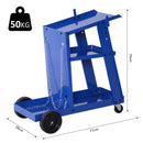 Carrello Porta Utensili Attrezzi a 3 Ripiani 4 Ruote Max 50kg Blu 71x70x39 cm 