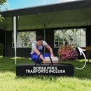 Gazebo da Giardino 596x300x270 cm per 12-18 Persone in Metallo e Tessuto Oxford Grigio   
