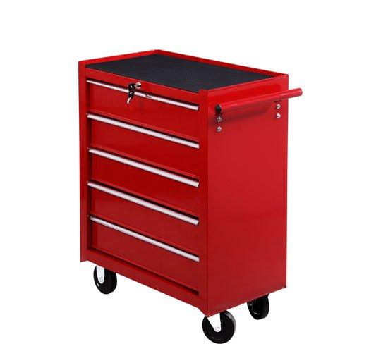 Carrello da Lavoro Cassettiera Porta Utensili Rosso 67.5x33x77 cm 