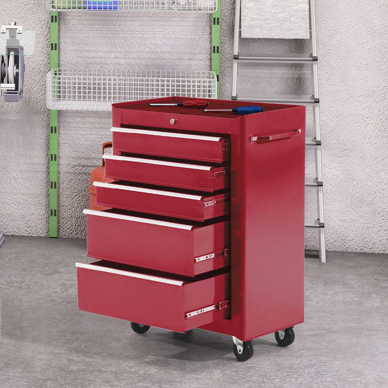 Carrello Porta Utensili Attrezzi Attrezzatura con Cassettiera Rosso 61.5x33x85 cm 