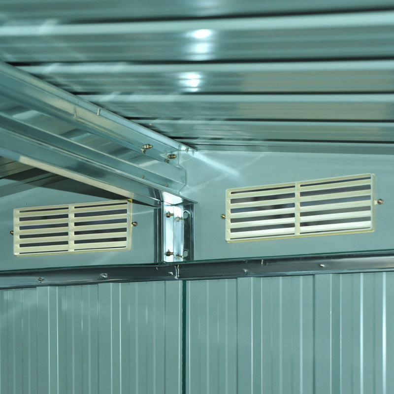 Casetta Box da Giardino in Lamiera Verde 246x192.5x177.5 cm 