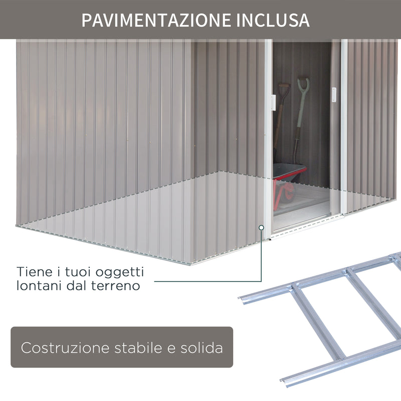 Casetta Box da Giardino in Lamiera Grigia 277x191x192 cm 