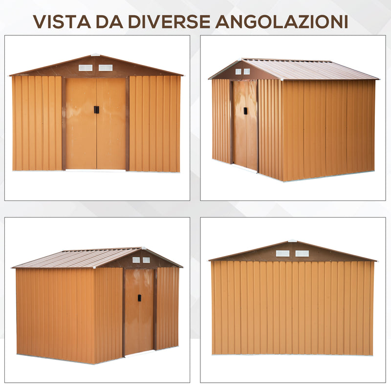 Casetta Box da Giardino in Lamiera Ocra 277x191x192 cm 