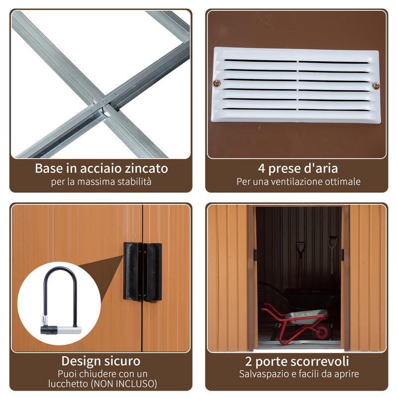 Casetta Box da Giardino in Lamiera Ocra 277x191x192 cm 