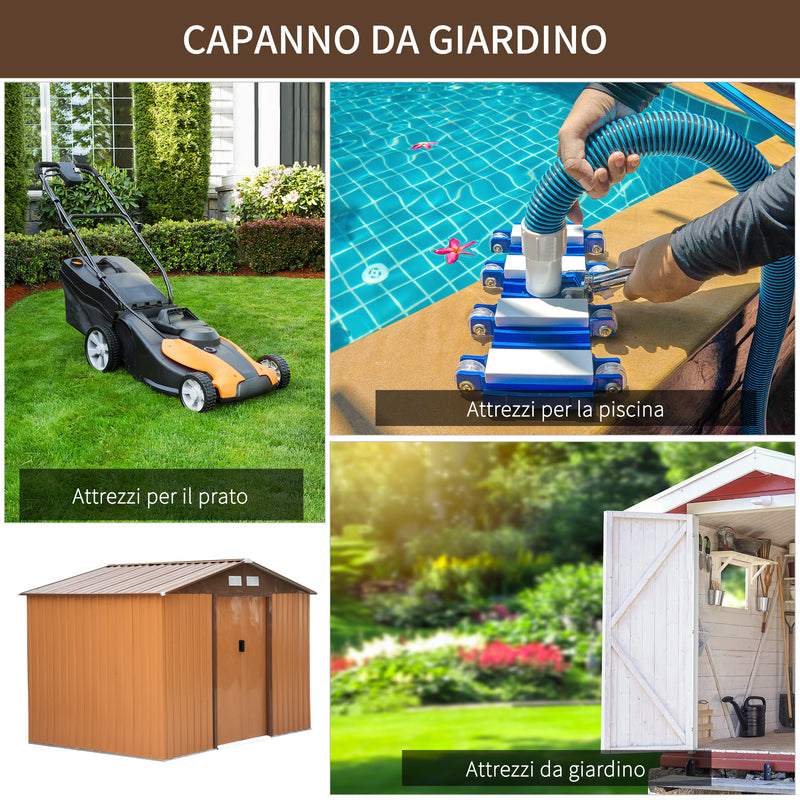 Casetta Box da Giardino in Lamiera Ocra 277x191x192 cm 