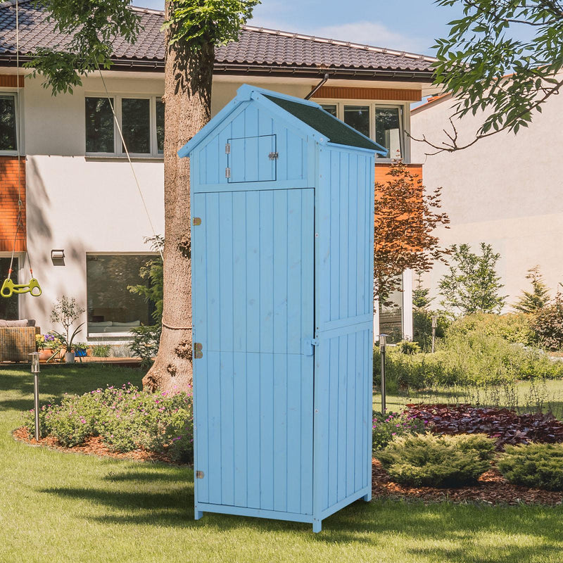 Casetta Box da Giardino in Legno Azzurro 77x54.2 cm 
